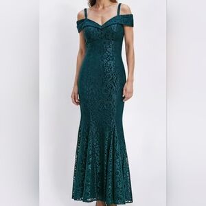 R&M Richards Emerald Lace Maxi Dress